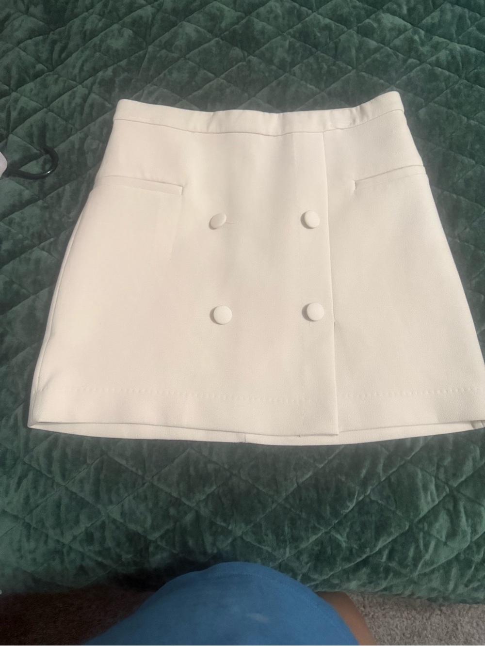 Off White Button Mini Skirt